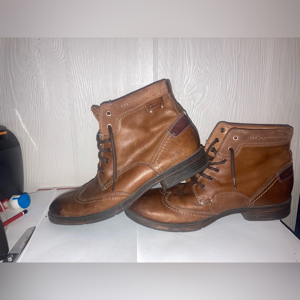 Mens CLARKS Brown Leather Ankle Boot